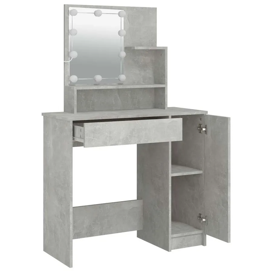 Coiffeuse avec LED Gris béton 86,5x35x136 cm - 4