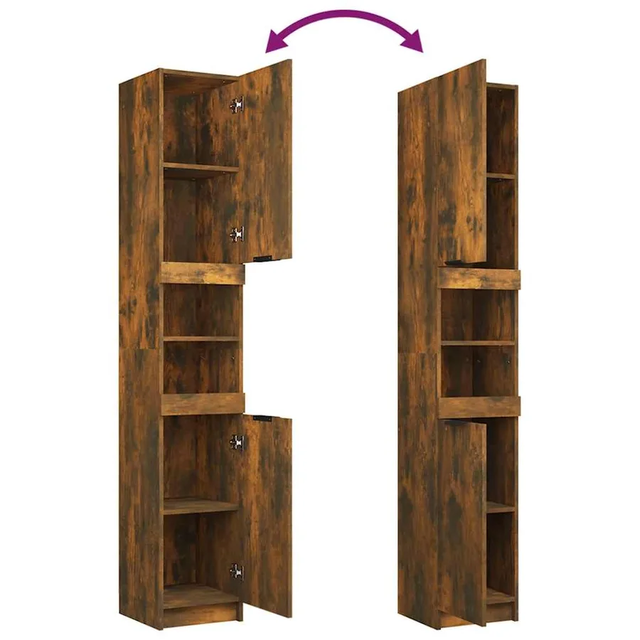 Armoire de bain Chêne fumé 32x34x188,5 cm Bois d'ingénierie - 10