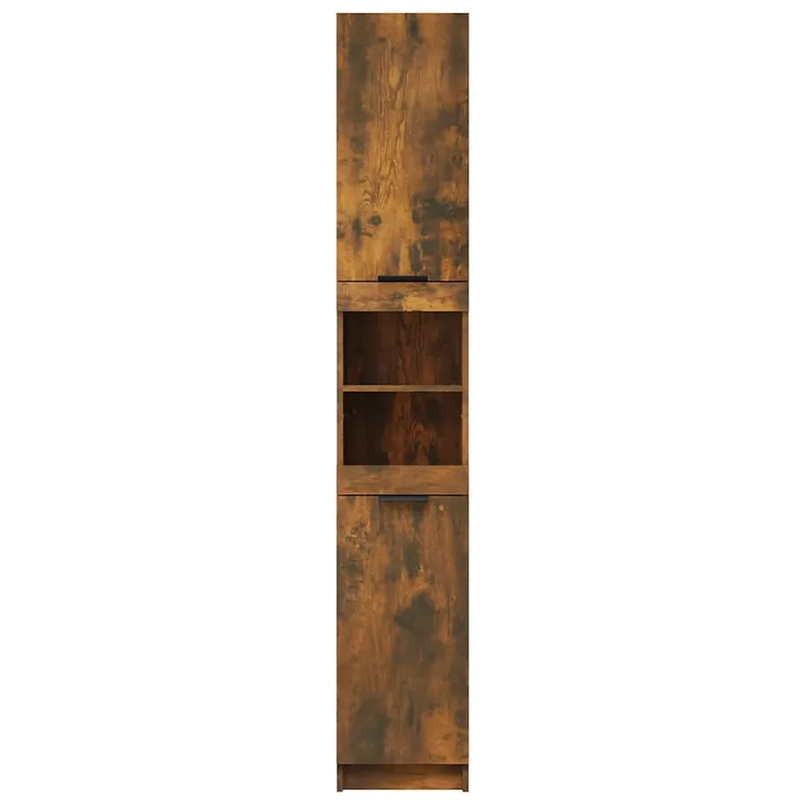 Armoire de bain Chêne fumé 32x34x188,5 cm Bois d'ingénierie - 7