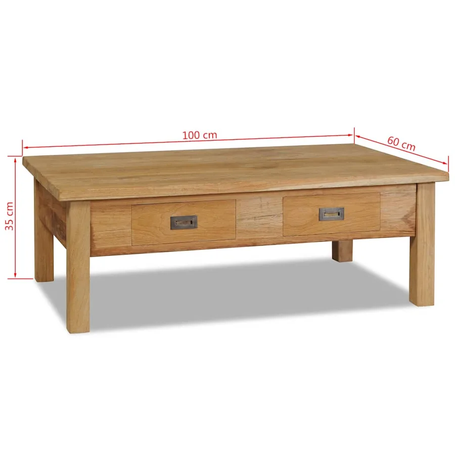 Table basse teck massif 100x60x35 cm - 7