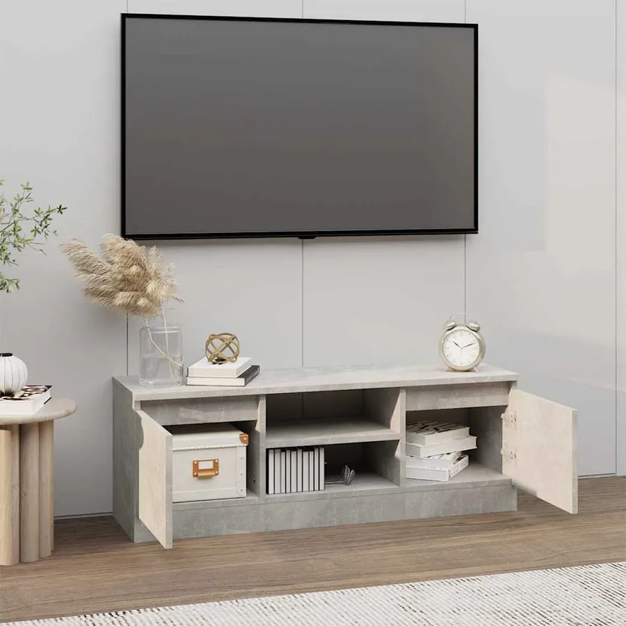 Meuble TV avec porte Gris béton 102x30x36 cm - 3