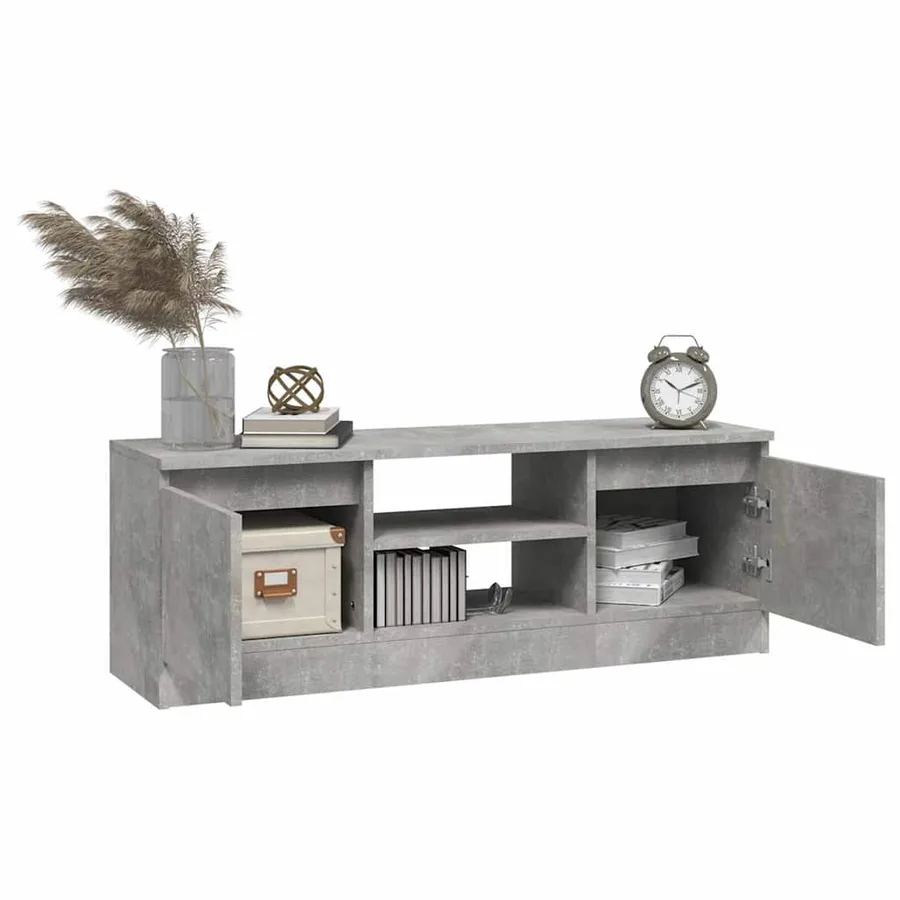 Meuble TV avec porte Gris béton 102x30x36 cm - 4