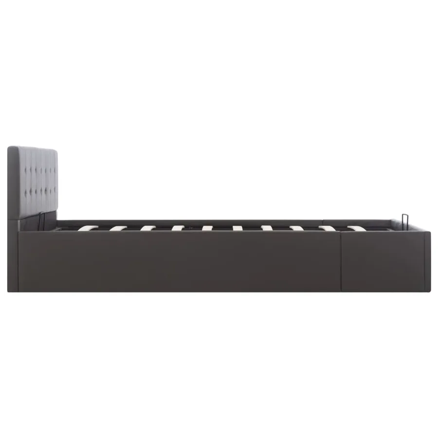 Cadre de lit à rangement hydraulique gris similicuir 140x200 cm - 5