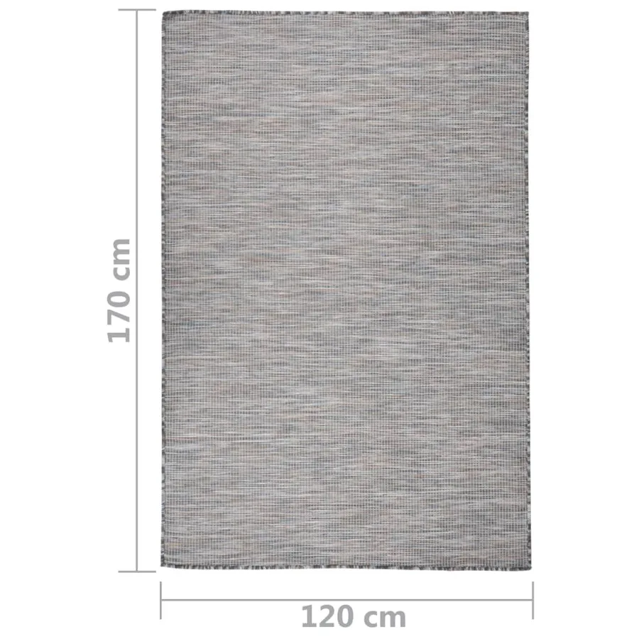Tapis à tissage plat d'extérieur 120x170 cm Marron et bleu - 6