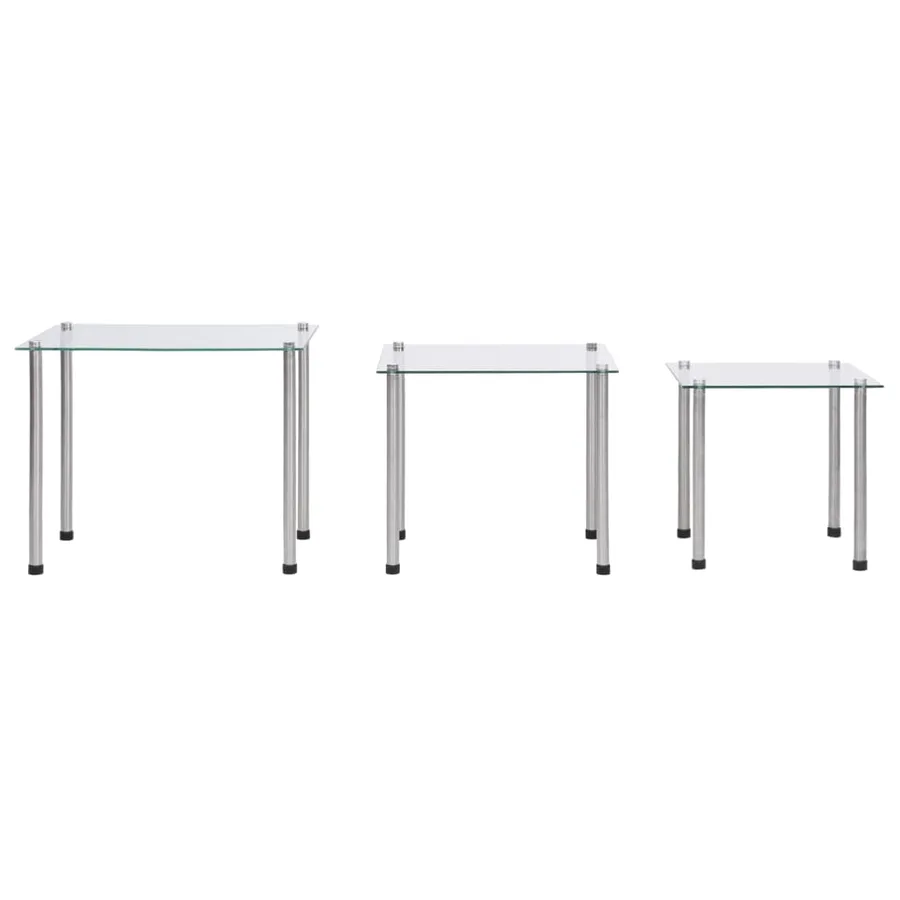 Tables gigognes 3 pcs Transparent Verre trempé - 2