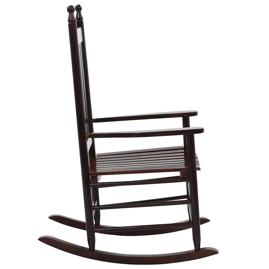 Chaise à bascule avec siège incurvé Marron Bois de peuplier - 3