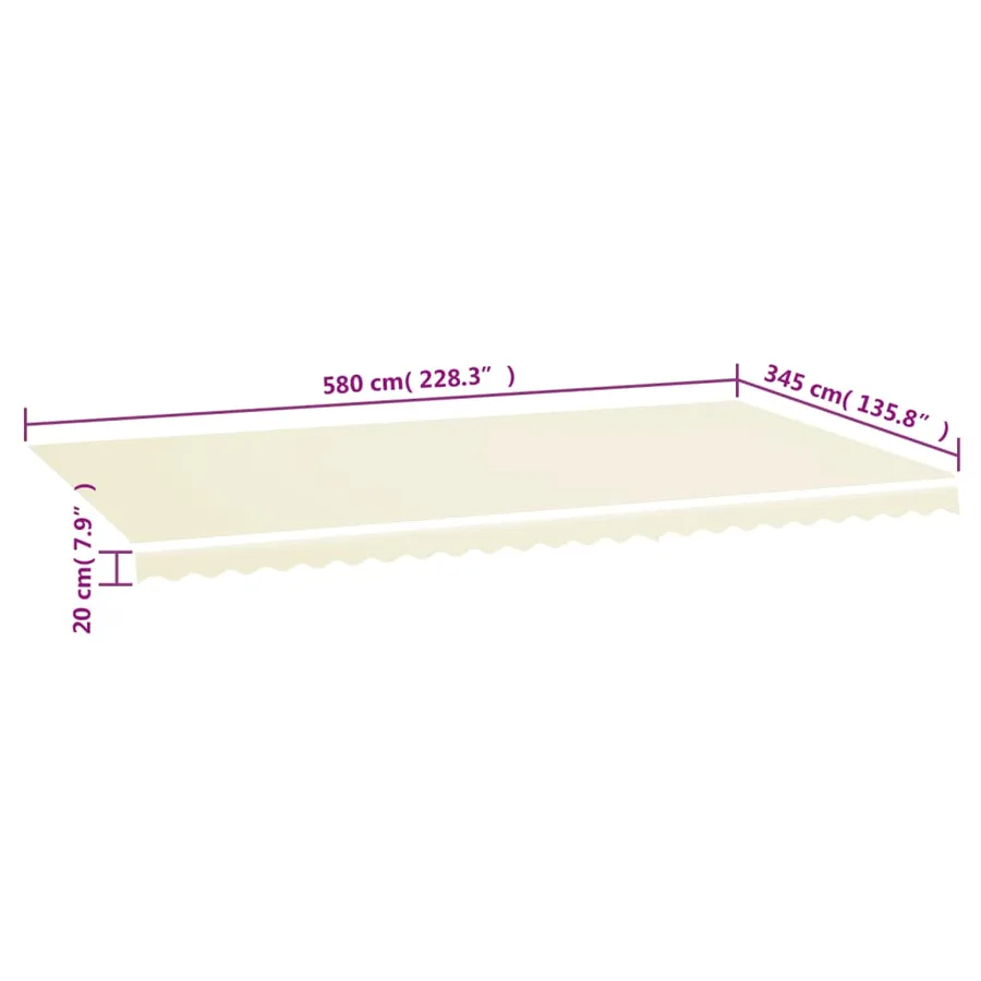 Tissu de remplacement pour auvent couleur crème 6x3,5 m polyester - 6