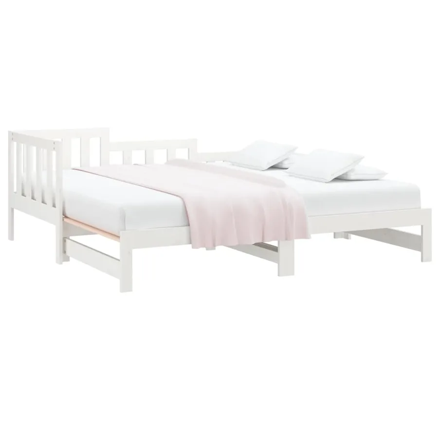 Lit coulissant sans matelas blanc 2x(90x190) cm - 3