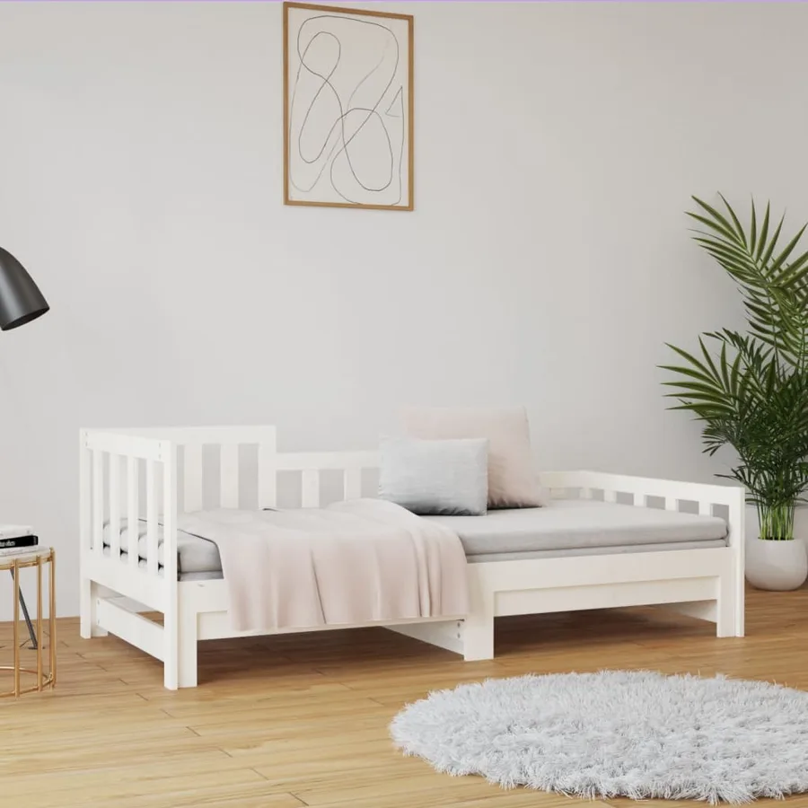 Lit coulissant sans matelas blanc 2x(90x190) cm - 4