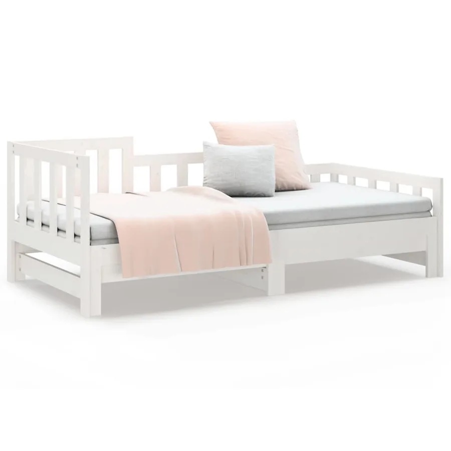Lit coulissant sans matelas blanc 2x(90x190) cm - 5