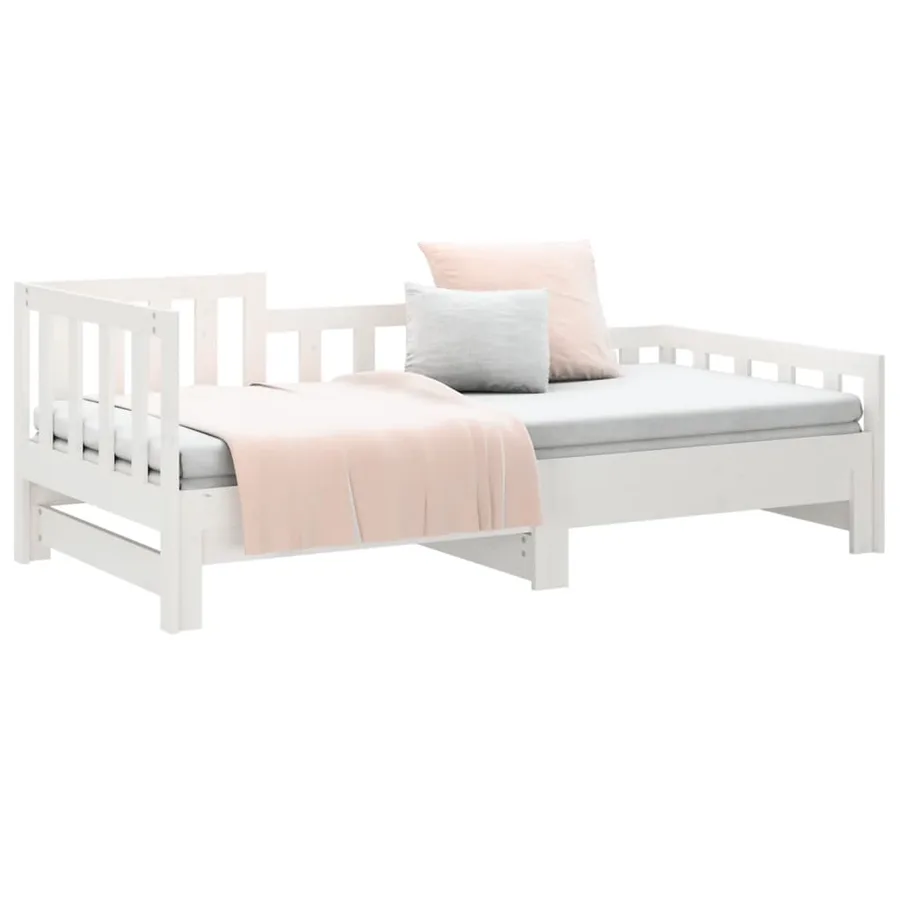 Lit coulissant sans matelas blanc 2x(90x190) cm - 6