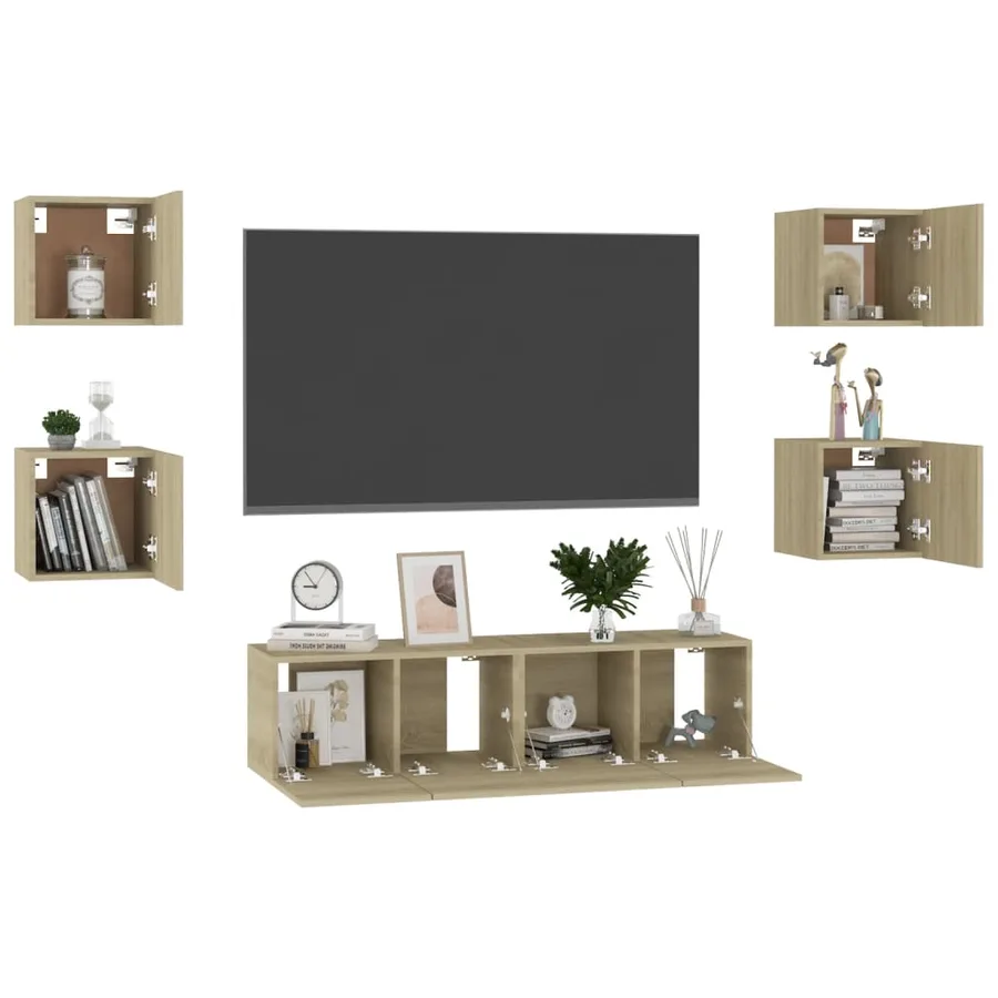 Ensemble de meubles TV 6 pcs Chêne sonoma Bois d'ingénierie - 3