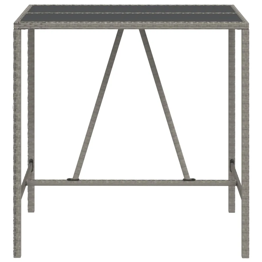 Table de bar et dessus en verre gris 110x70x110 cm poly rotin - 3