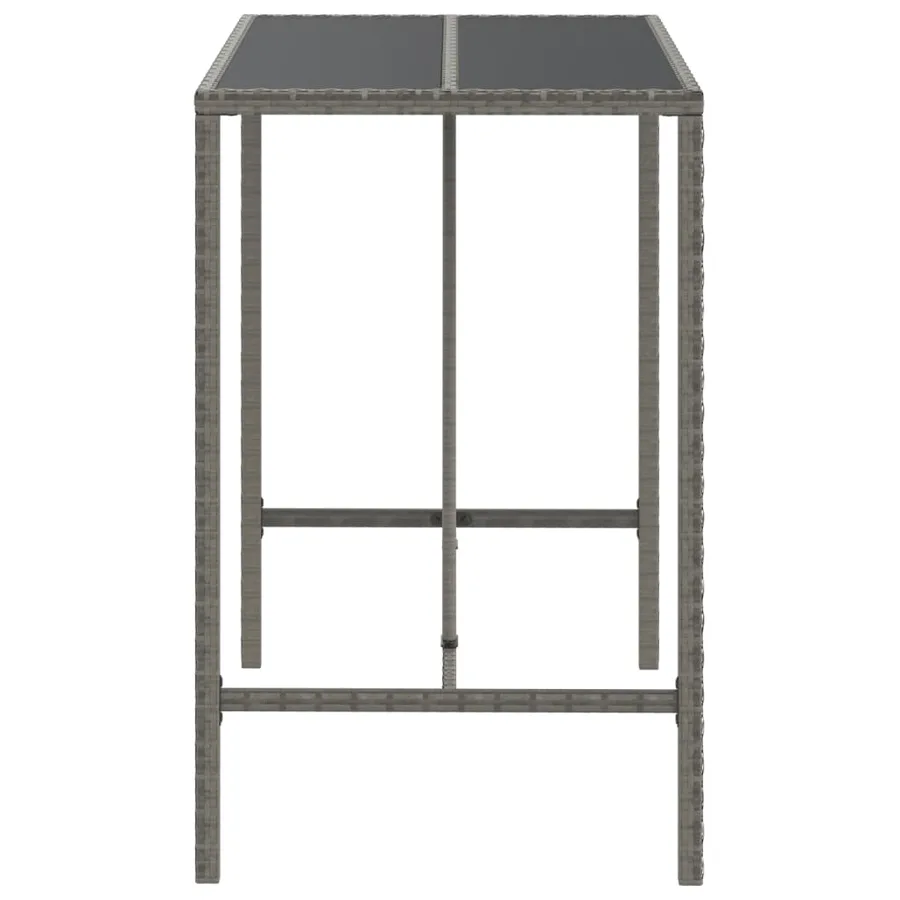 Table de bar et dessus en verre gris 110x70x110 cm poly rotin - 4