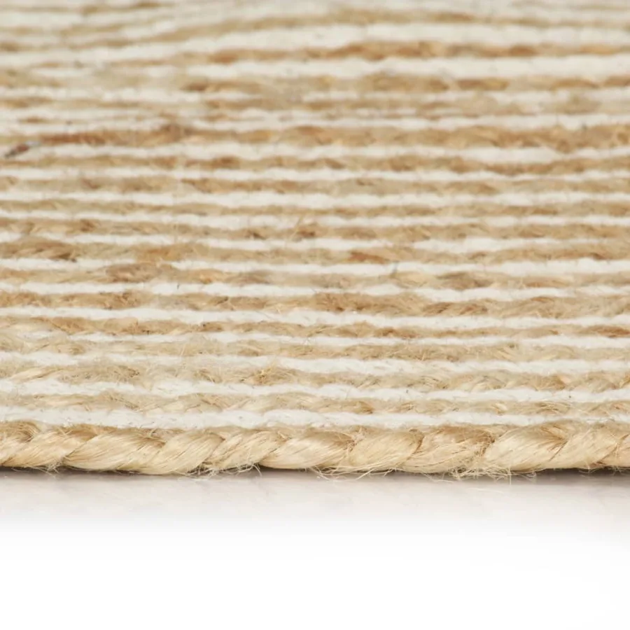 Tapis fait à la main Jute avec design de spirale Blanc 90 cm - 3