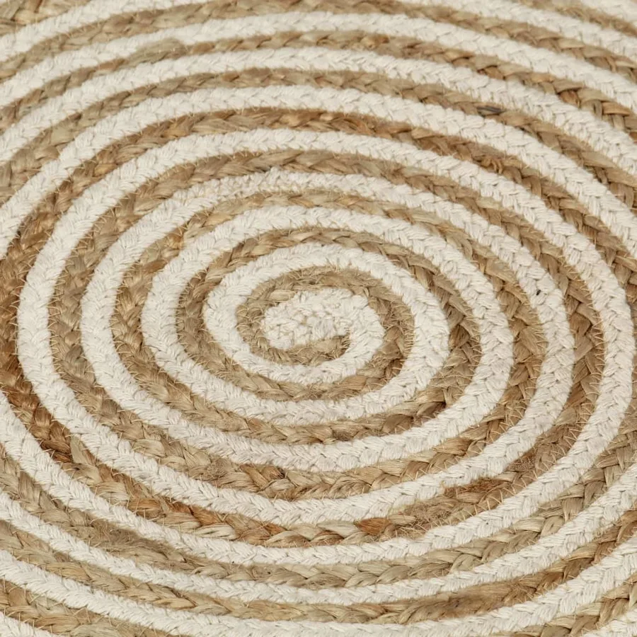 Tapis fait à la main Jute avec design de spirale Blanc 90 cm - 4