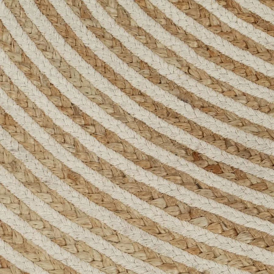 Tapis fait à la main Jute avec design de spirale Blanc 90 cm - 5