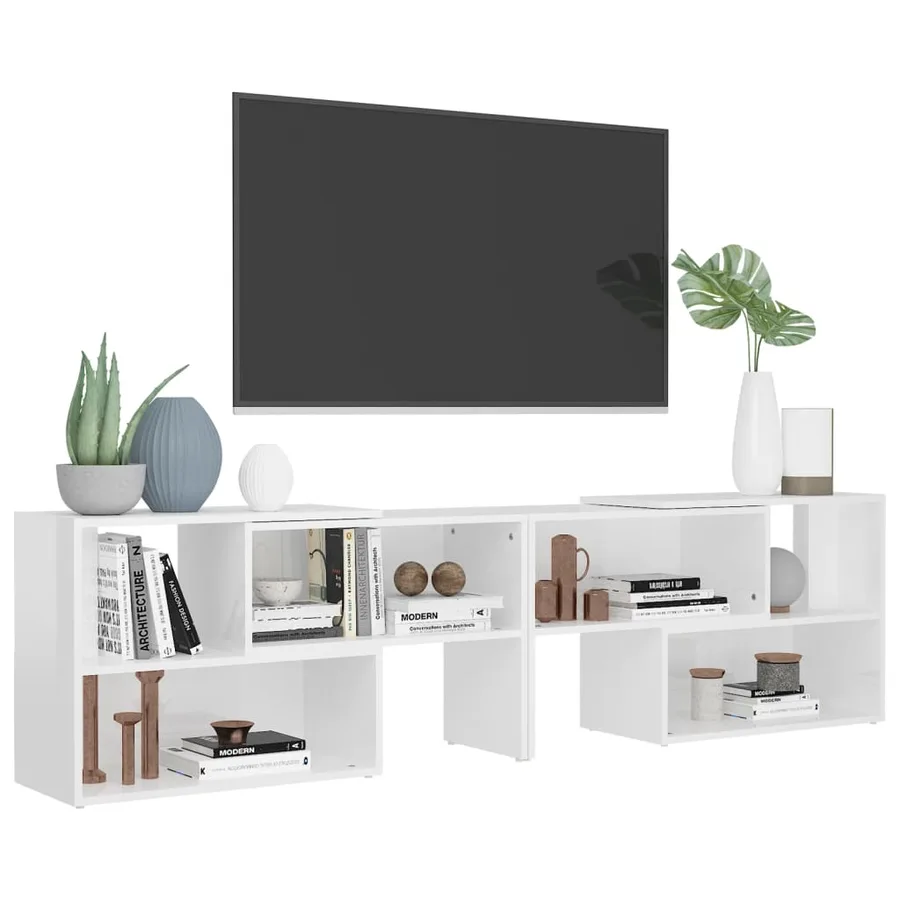 Meuble TV Blanc brillant 149x30x52 cm Bois d'ingénierie - 4