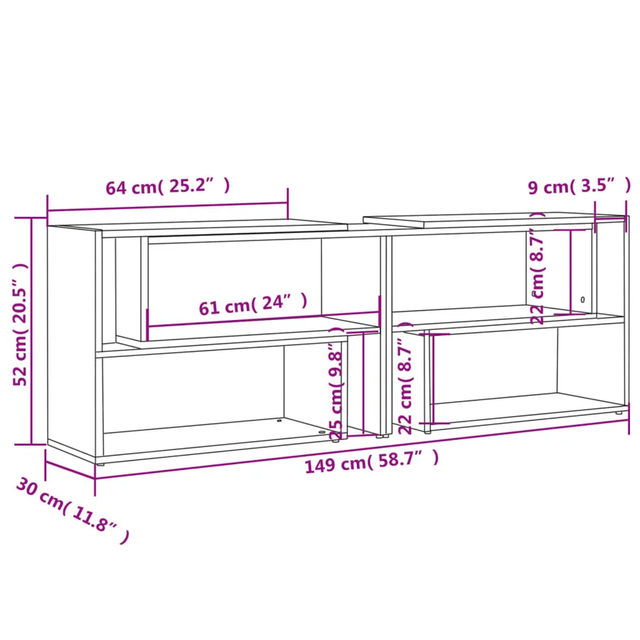 Meuble TV Blanc brillant 149x30x52 cm Bois d'ingénierie - 8