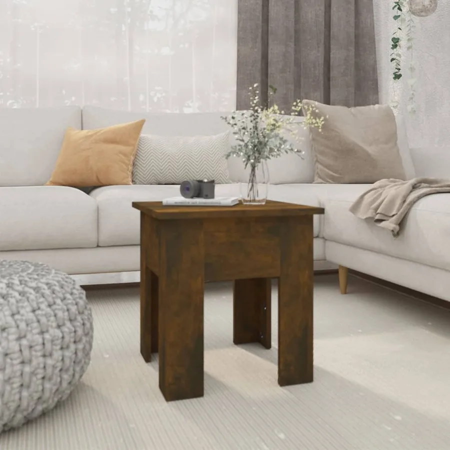 Table basse chêne fumé 40x40x42 cm bois d'ingénierie
