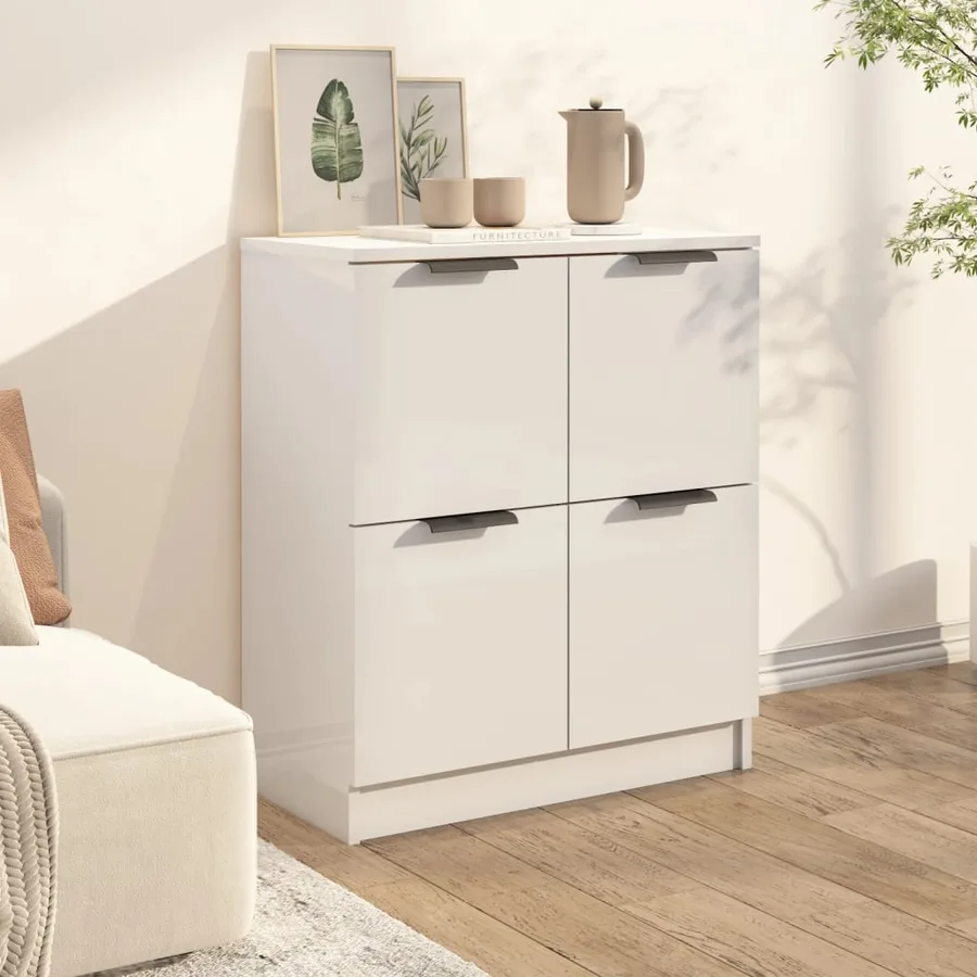Buffet Blanc 60x30x70 cm Bois d'ingénierie - 3
