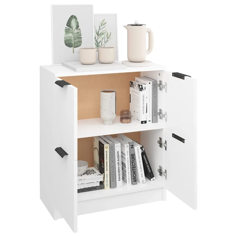 Buffet Blanc 60x30x70 cm Bois d'ingénierie - 4
