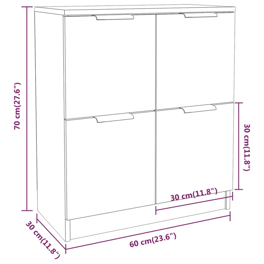 Buffet Blanc 60x30x70 cm Bois d'ingénierie - 8