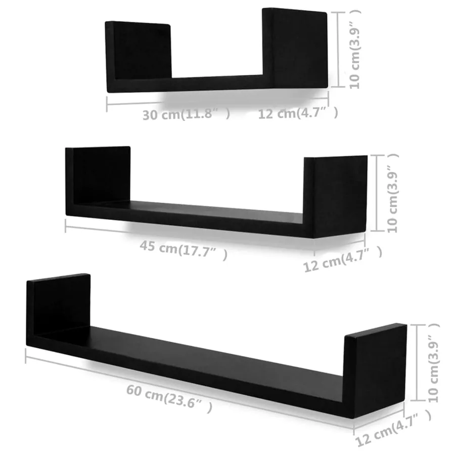 Étagères murales 6 pcs Noir - 5