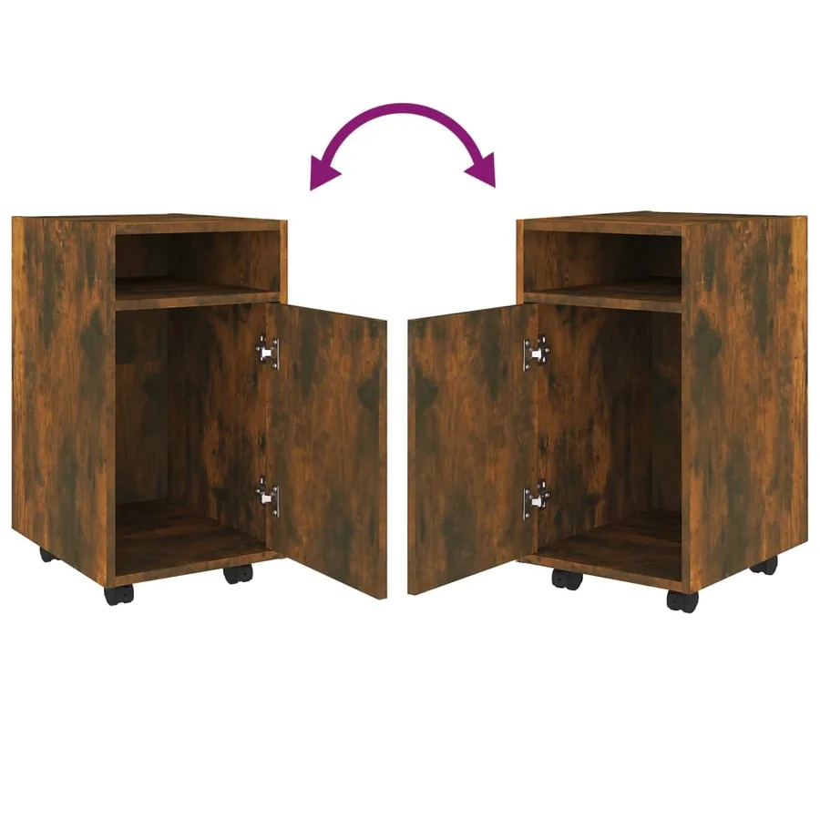 Armoire appoint à roues Chêne fumé 33x38x60cm Bois d'ingénierie - 5