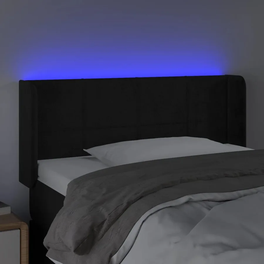Tête de lit à LED Noir 103x16x78/88 cm Velours - 4