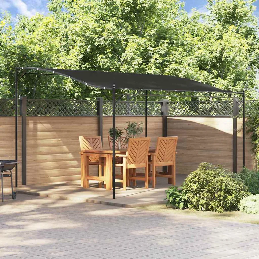 Auvent anthracite 4x3 m 180 g/m² tissu et acier