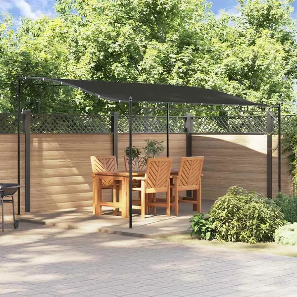 Auvent anthracite 4x3 m 180 g/m² tissu et acier