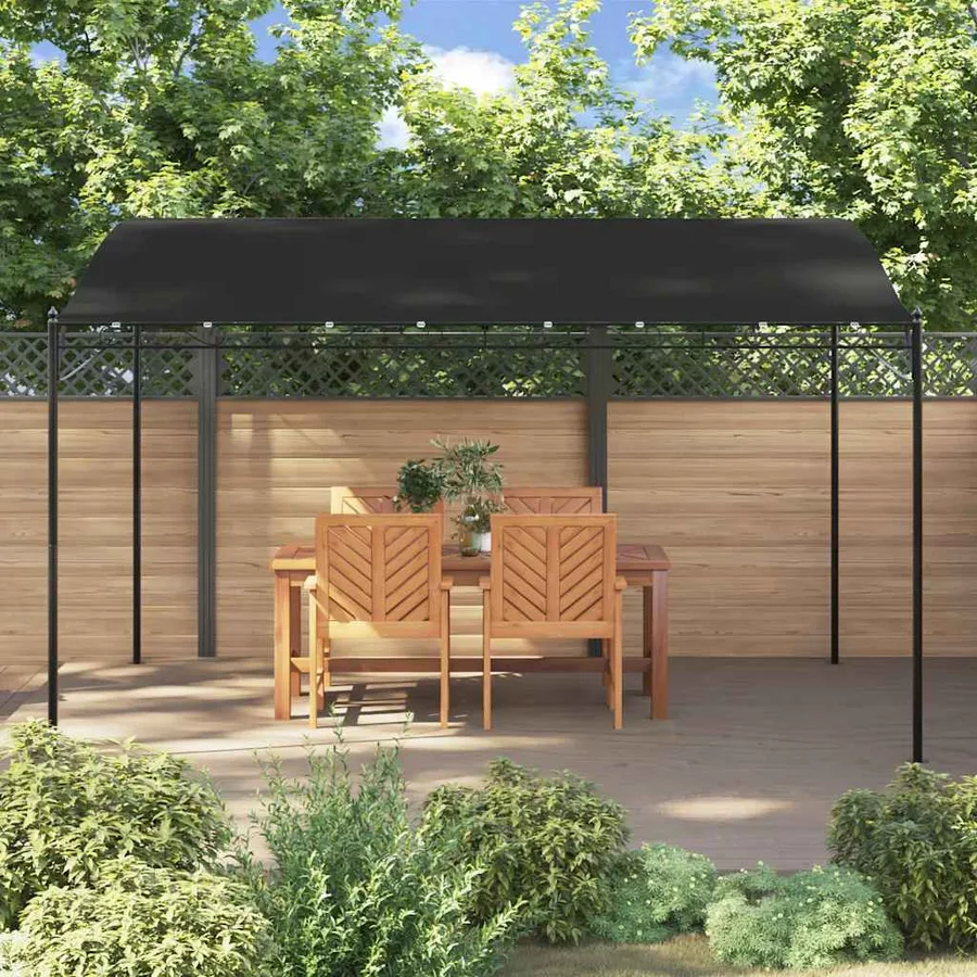 Auvent anthracite 4x3 m 180 g/m² tissu et acier - 3