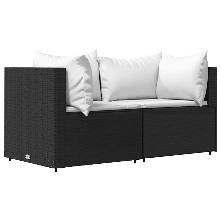 Canapés d'angle de jardin et coussins 2pcs Noir Résine tressée - 2