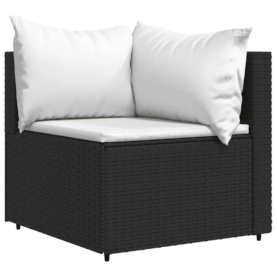 Canapés d'angle de jardin et coussins 2pcs Noir Résine tressée - 3