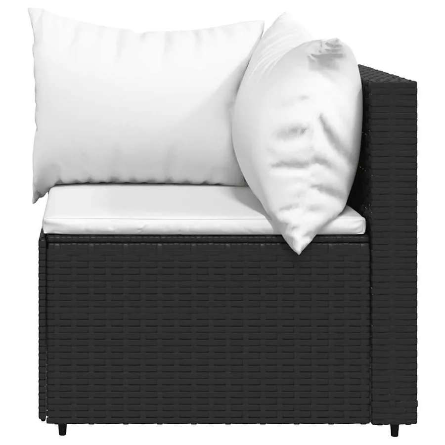 Canapés d'angle de jardin et coussins 2pcs Noir Résine tressée - 4