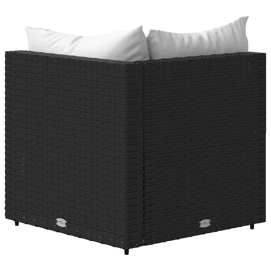 Canapés d'angle de jardin et coussins 2pcs Noir Résine tressée - 6