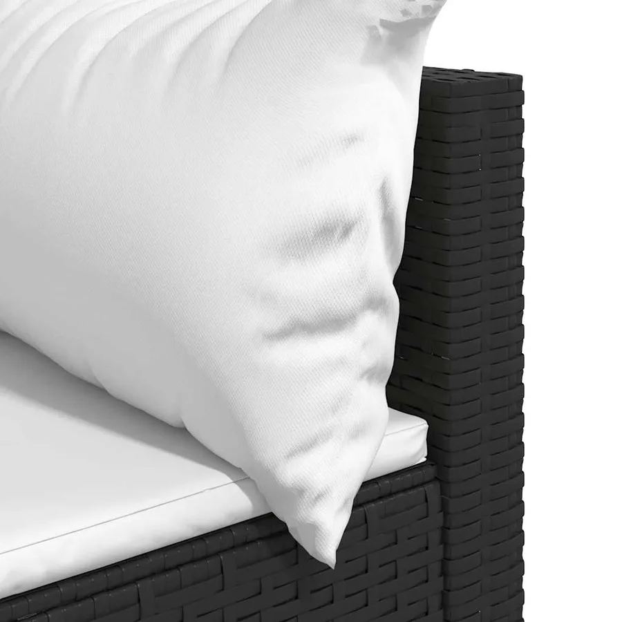 Canapés d'angle de jardin et coussins 2pcs Noir Résine tressée - 7