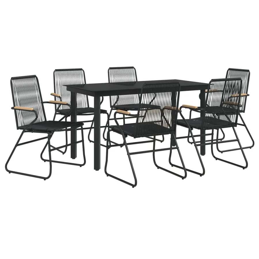 Ensemble à manger de jardin 7 pcs Noir Rotin PVC - 3