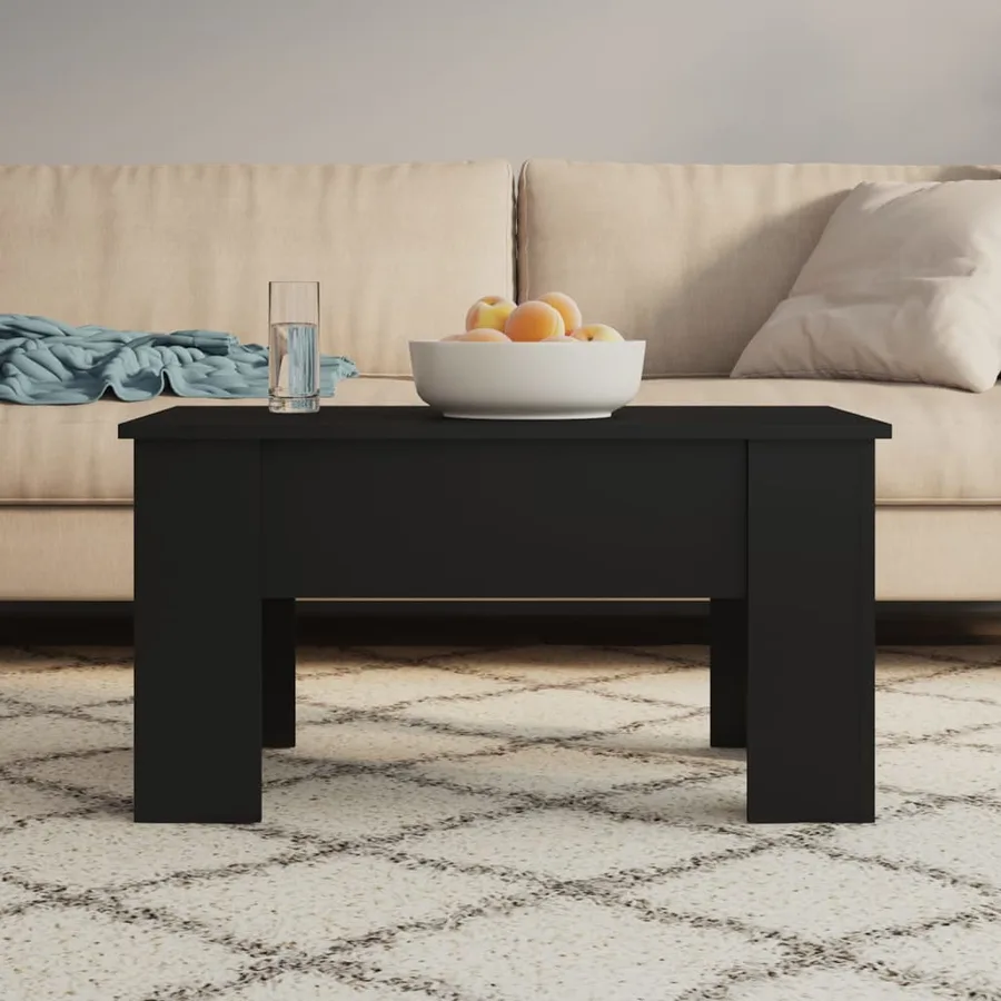 Table basse noir 79x49x41 cm bois d'ingénierie - 7