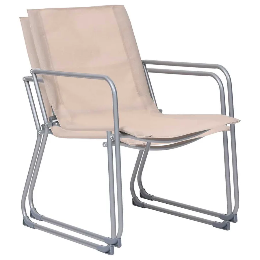Salon de jardin 4 pcs Tissu et acier Crème - 10