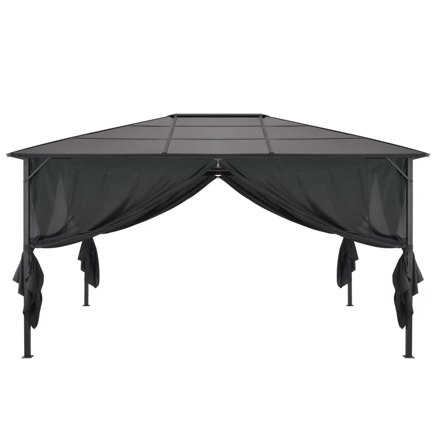 Tonnelle avec rideau Aluminium 4x3x2,6 m Noir - 2