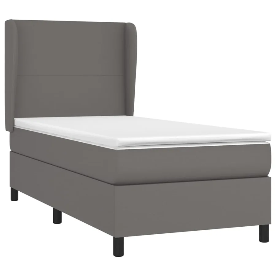 Sommier à lattes de lit avec matelas Gris 90x190 cm Similicuir - 3