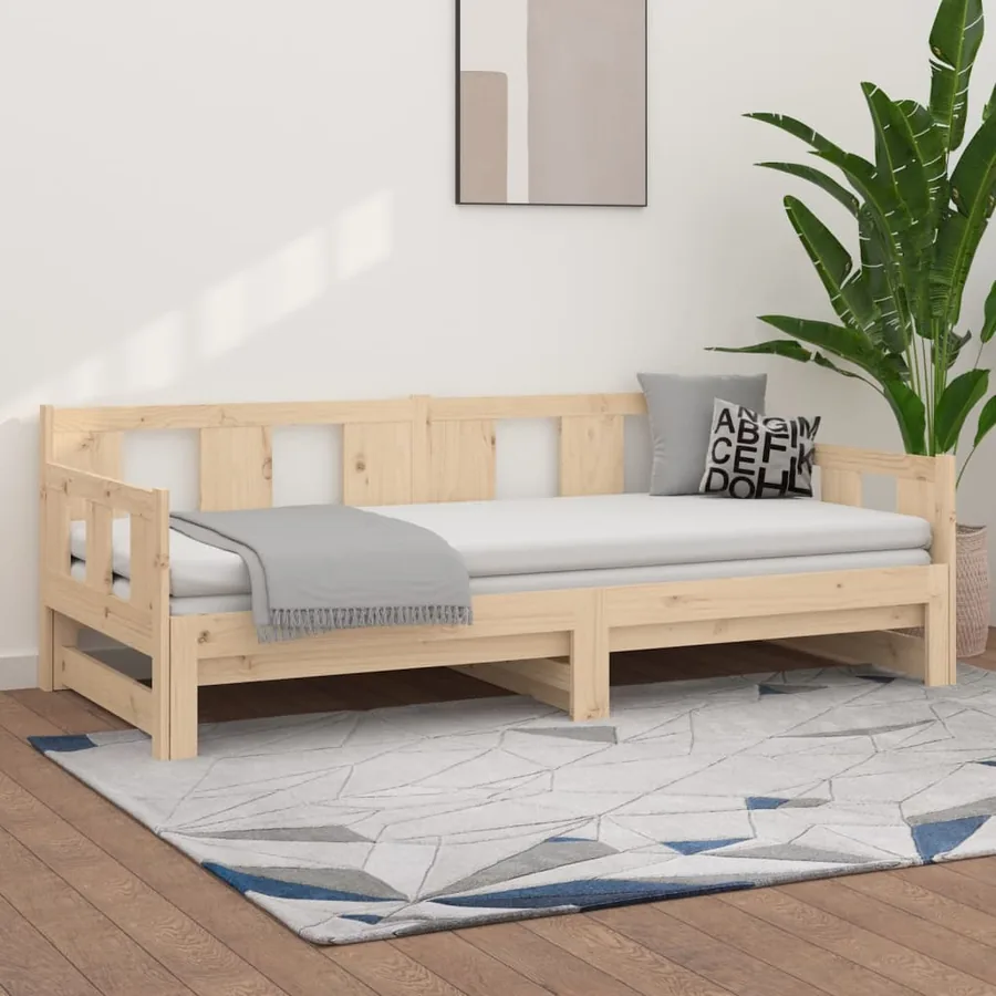 Lit coulissant sans matelas bois de pin massif 2x(90x190) cm