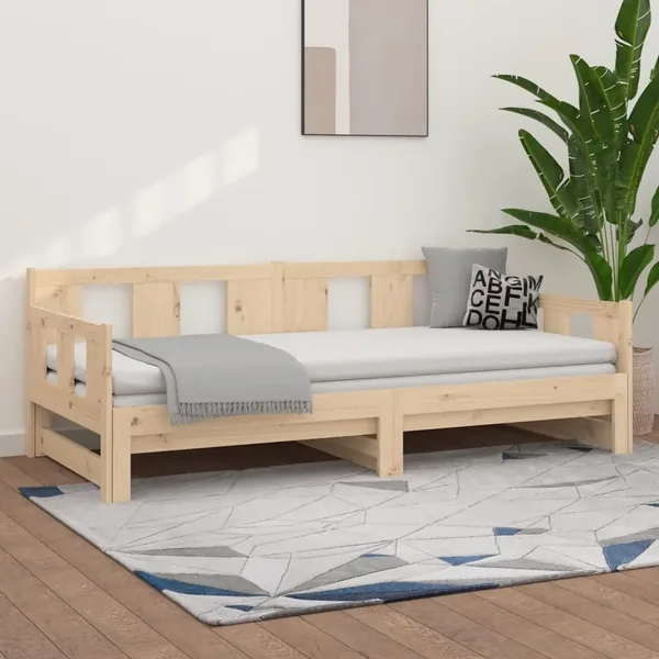 Lit coulissant sans matelas bois de pin massif 2x(90x190) cm
