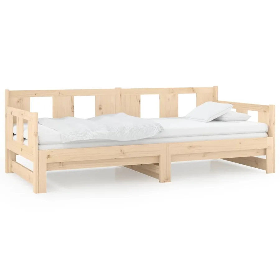 Lit coulissant sans matelas bois de pin massif 2x(90x190) cm - 2