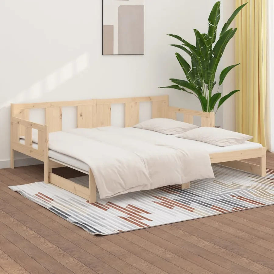 Lit coulissant sans matelas bois de pin massif 2x(90x190) cm - 4