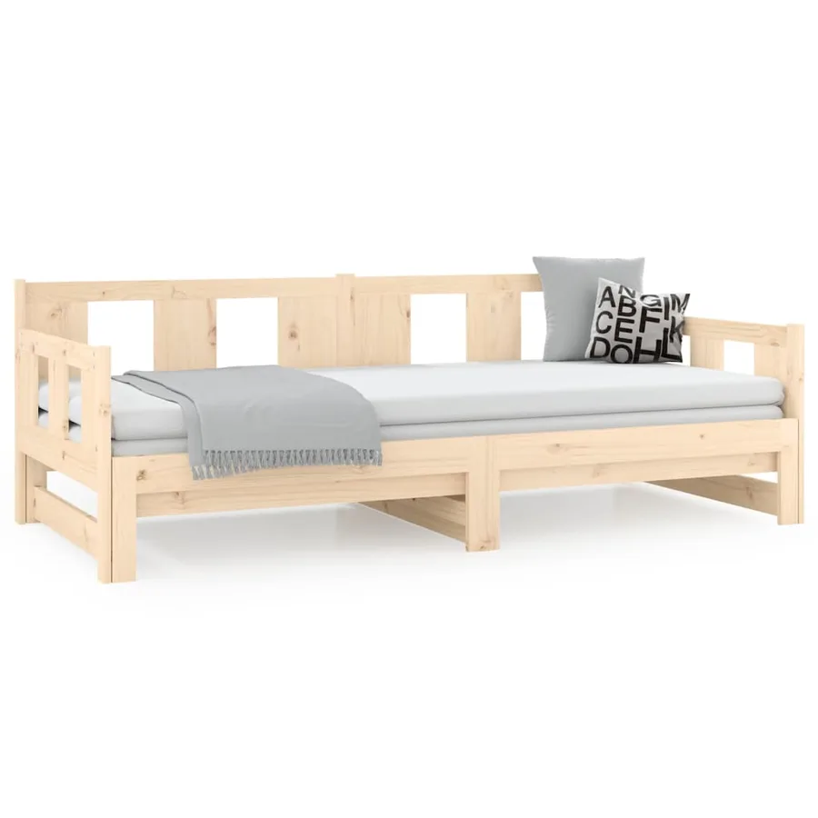 Lit coulissant sans matelas bois de pin massif 2x(90x190) cm - 5