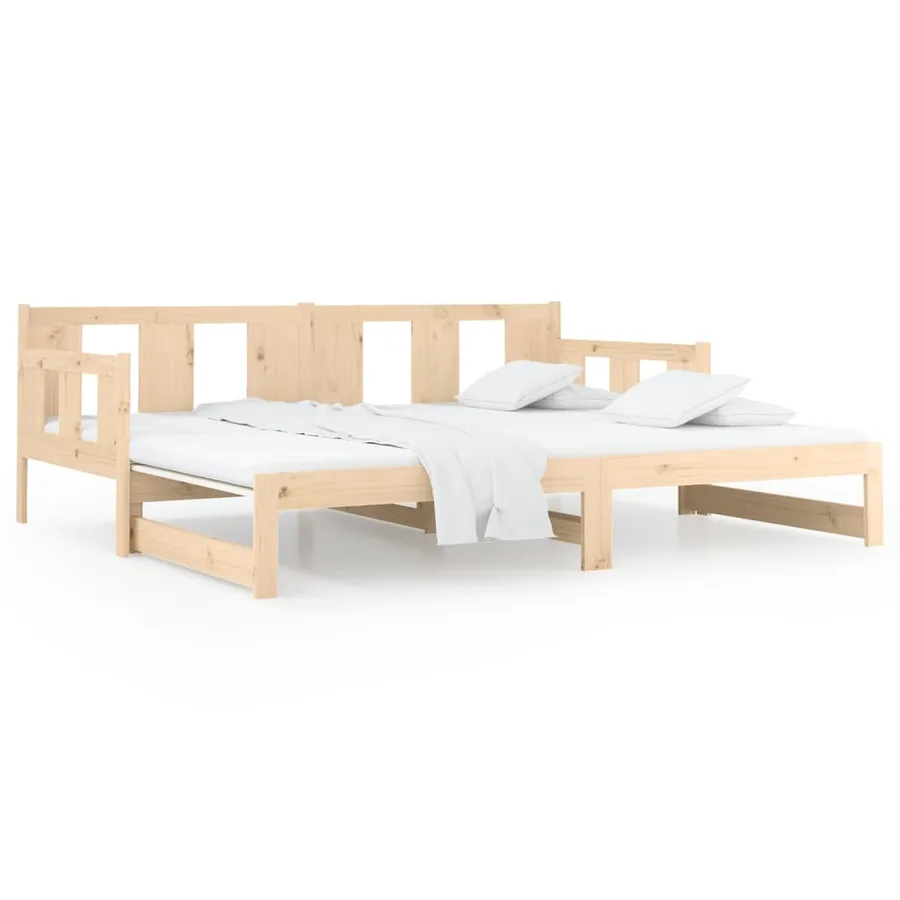 Lit coulissant sans matelas bois de pin massif 2x(90x190) cm - 6