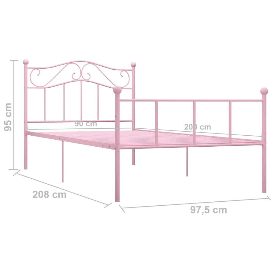 Cadre de lit sans matelas rose métal 90x200 cm - 6